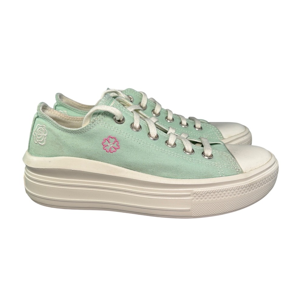 Converse Chuck Taylor All Star Move Mint Green Floral Embroidery Platforms Sz 8